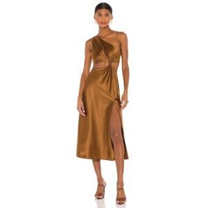 LPA Imani Midi Dress Brown/Bronze - M